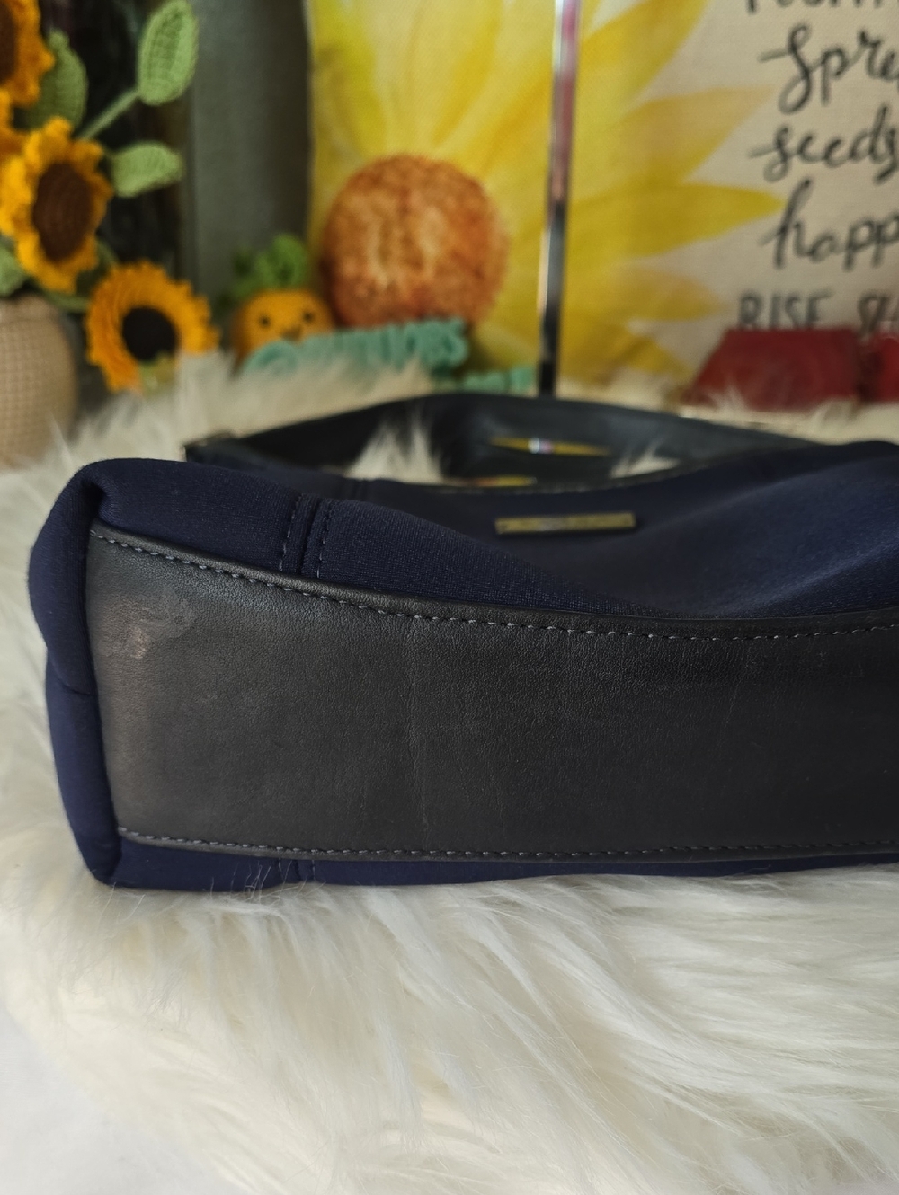Coach Neo Prene  Crescent HOBO Navy Shoulder Bag with Black Trim GUC 2009 - Picture 16 of 17